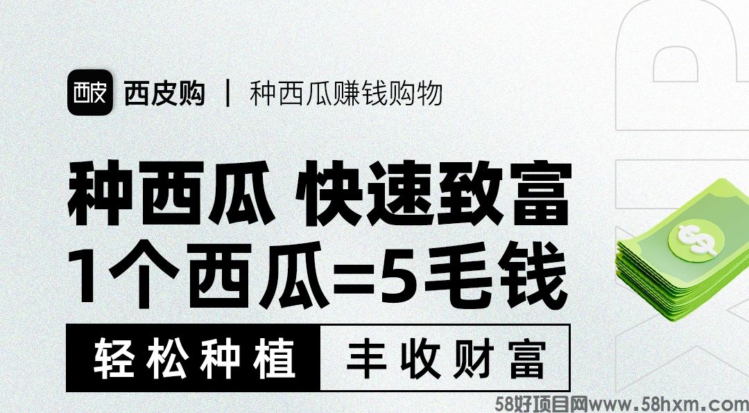 西皮购：0投入种西瓜赚米！每日三分钟，每月多收入5000+！