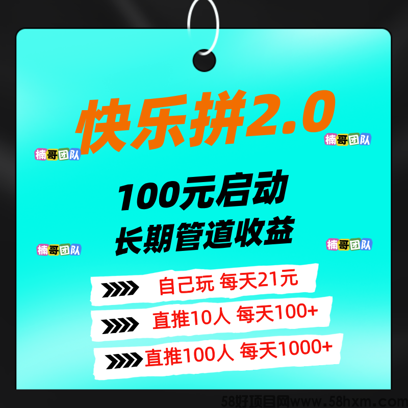【快乐拼2.0版本】今晚正式上线，新增多版块收益，速度占位！